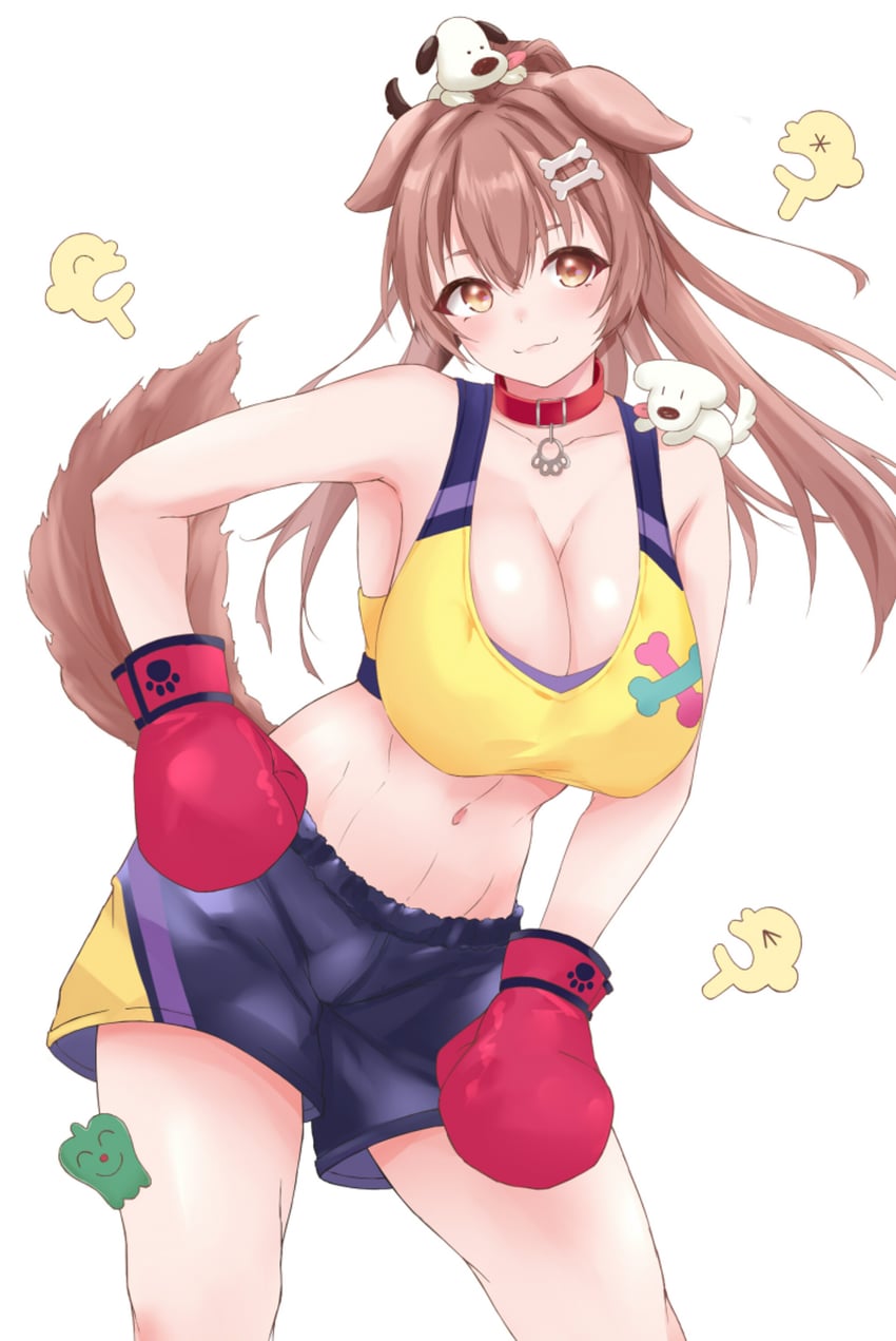Hololive、戌神沁音、听众 (戌神沁音) 1名女孩 替换服装 不同发型 兽耳 黑色短裤