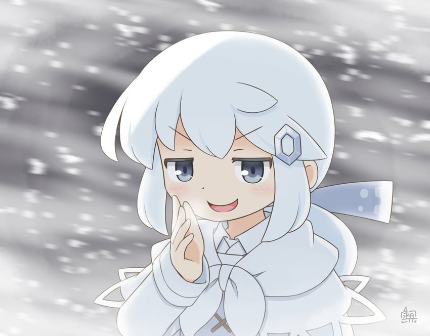 原创、露米里卡 (北川水月) 1名女孩 暴风雪 蓝色夹克 蝴蝶结 吐息