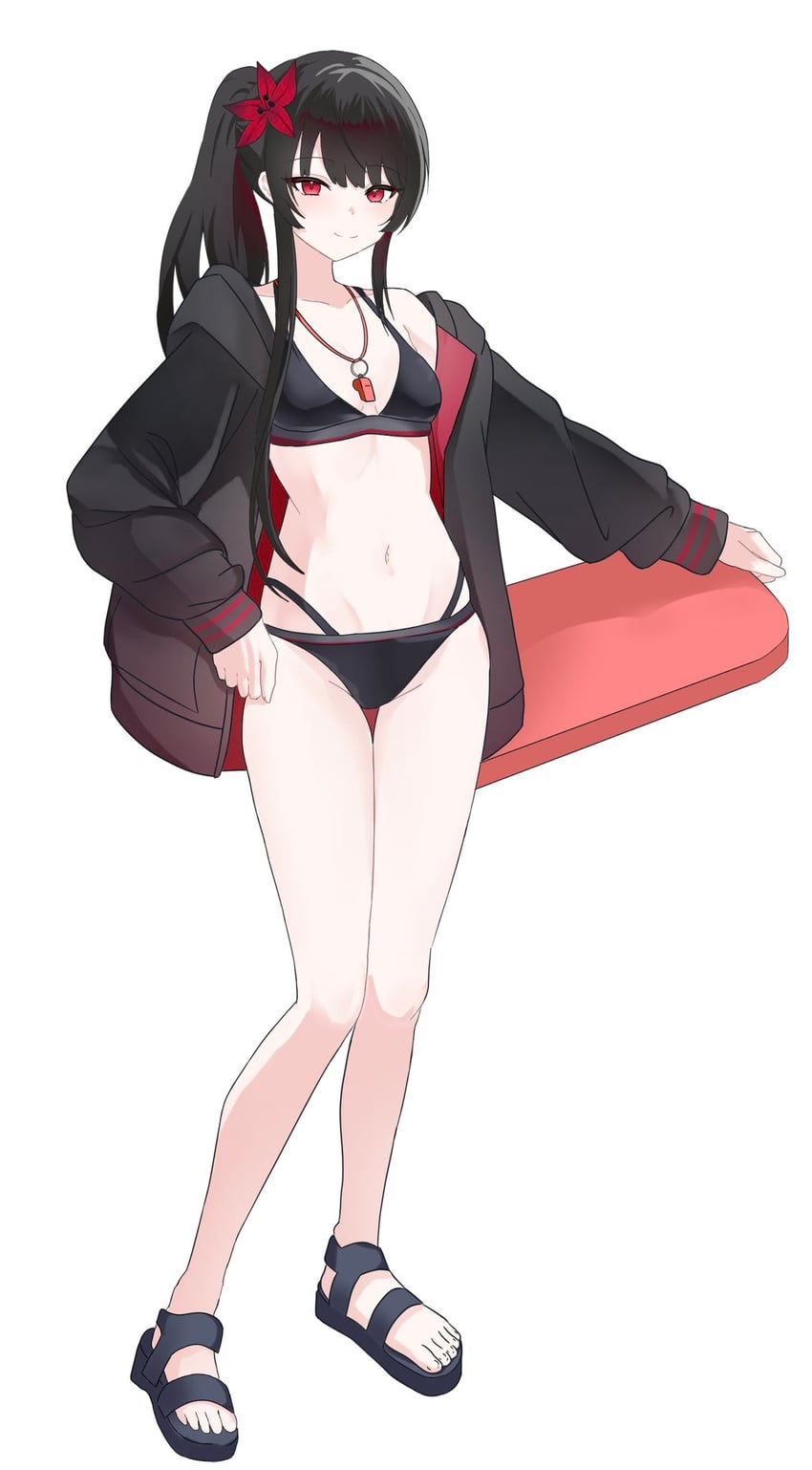 魔法少女的小镇审判、二阶堂博 替换服装 露肩 比基尼 黑色比基尼 黑色文胸