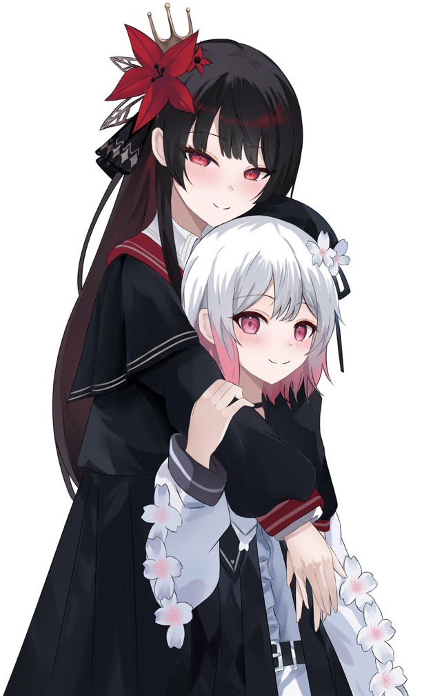 魔法少女的小镇审判、二阶堂博、樱庭绘麻 2名女孩 贝雷帽 黑色项圈 黑色大衣 黑发