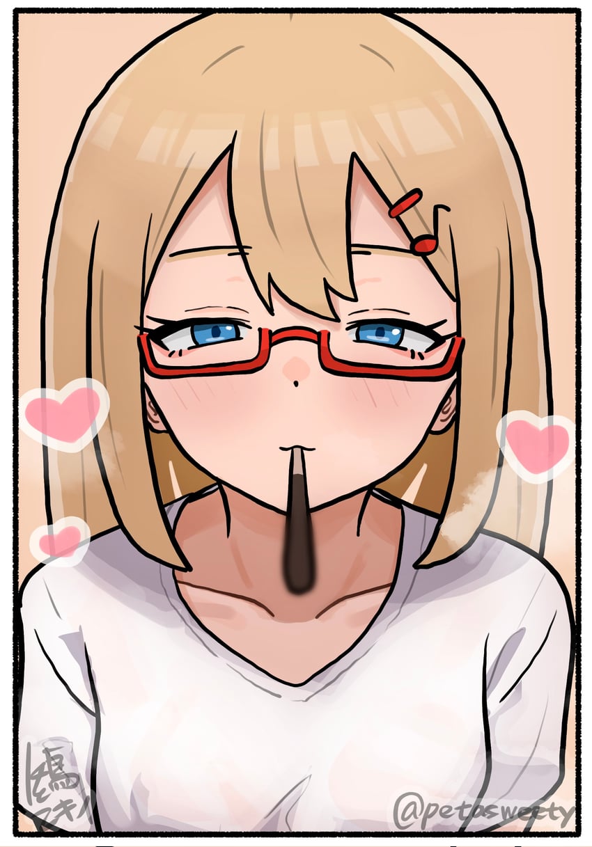 原创 1名女孩 作者名 金发 蓝眼 脸红