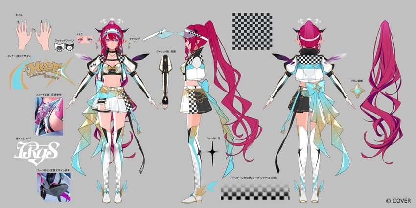 Hololive、Hololive英语、IRyS (Hololive) 1名女孩 水蓝色蝴蝶结 不对称翅膀 后背蝴蝶结 抹胸