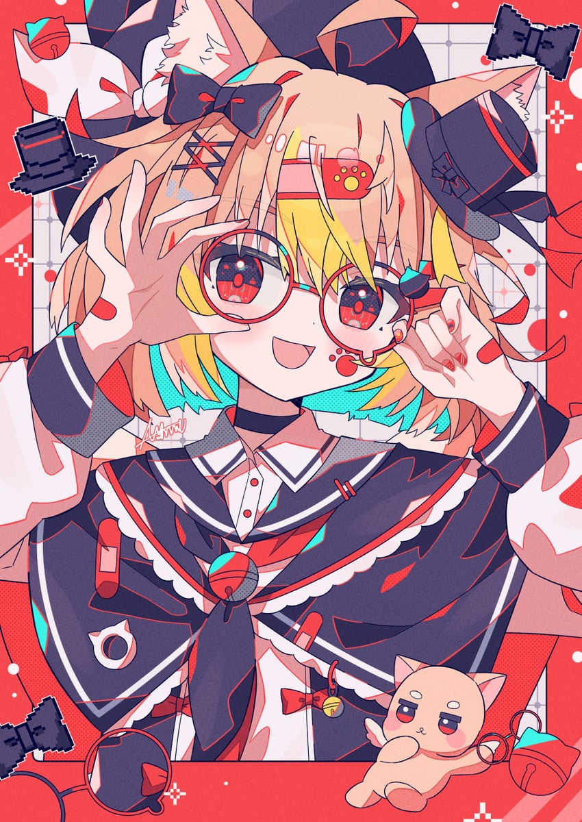 原创 1名女孩 :D 呆毛 兽耳毛 兽耳