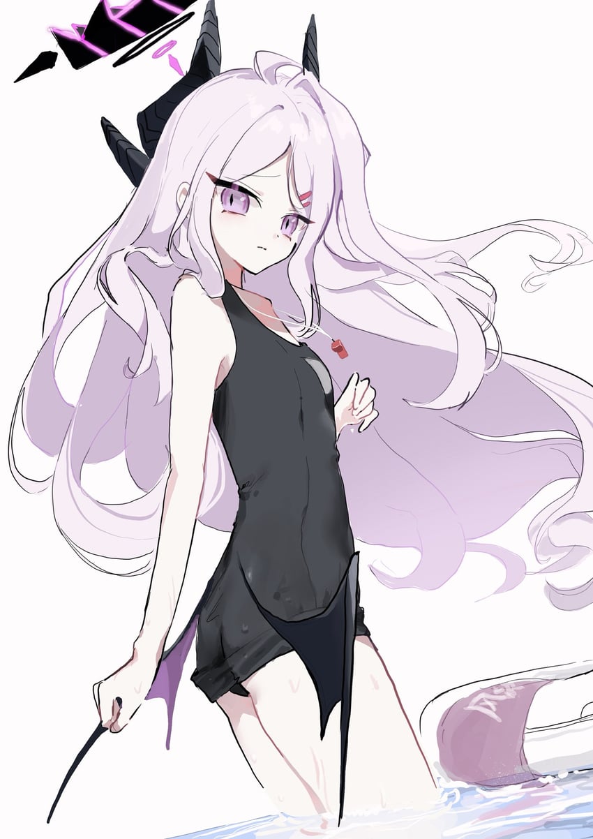 蔚蓝档案、空崎日奈、日奈 (泳装) (蔚蓝档案) 1名女孩 恶魔角 恶魔翅膀 发饰 发夹
