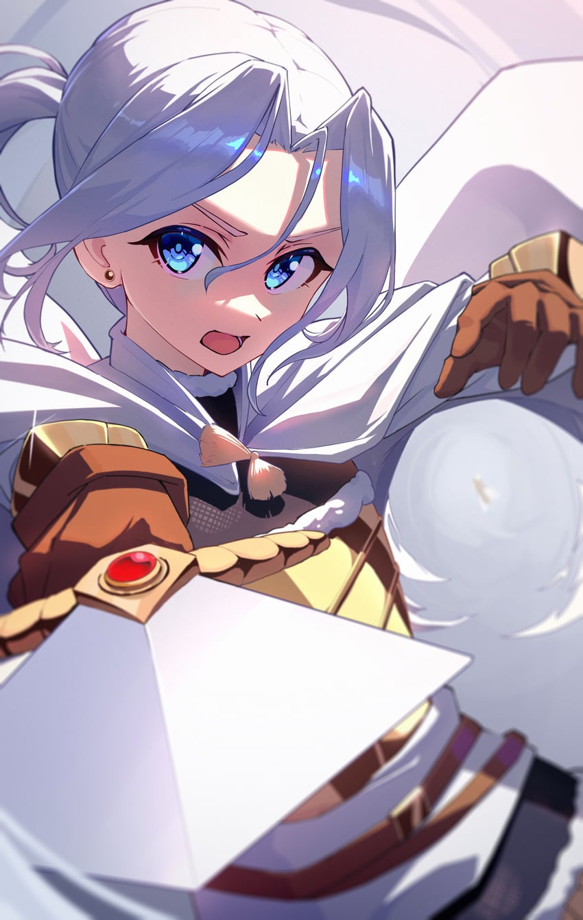 原创 1名女孩 铠甲 蓝眼 棕色手套 斗篷