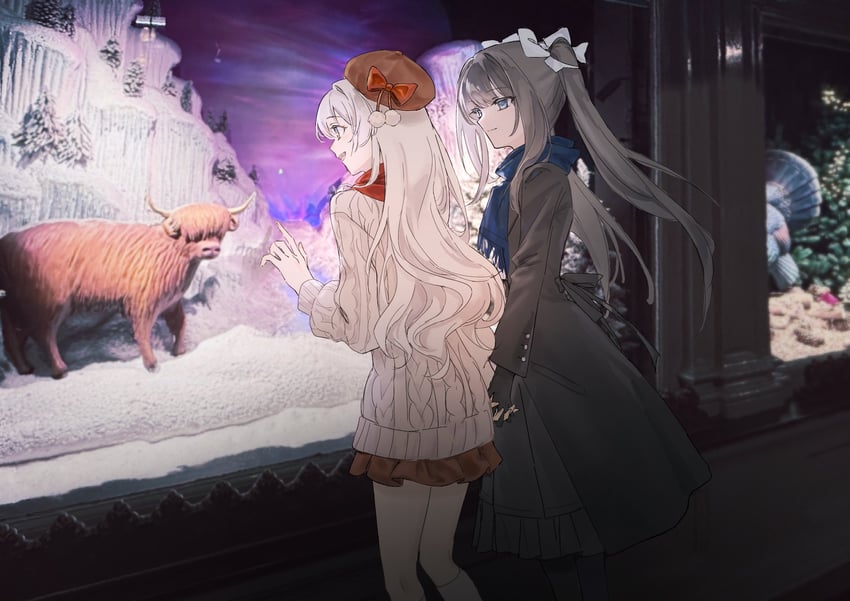 韵律源点 Arcaea、光 (Arcaea)、对立 (Arcaea) 替换服装 动物 贝雷帽 黑色大衣 黑色连衣裙