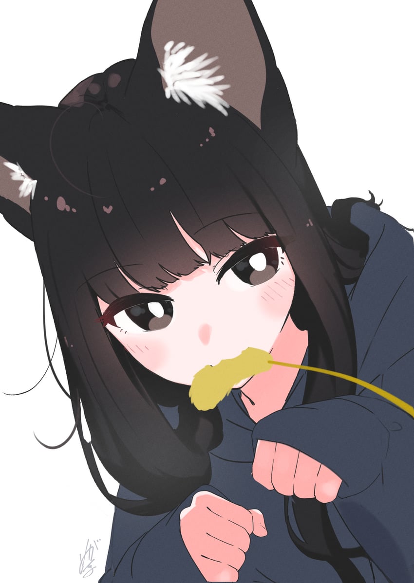 我家的黑猫女孩、小黑 (我家的黑猫女孩) 1名女孩 兽耳毛 兽耳 黑瞳 黑发
