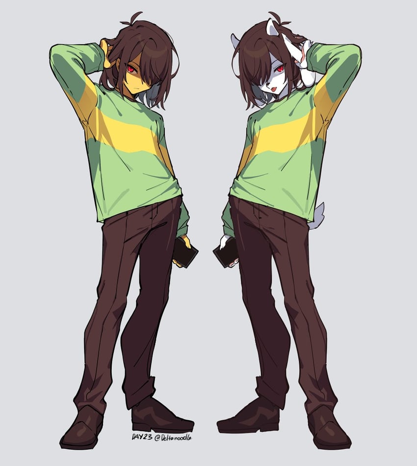 三角符文、Undertale/Deltarune、Kris (Deltarune) 其他两人 兽耳 狗耳 狗尾巴 兽迷