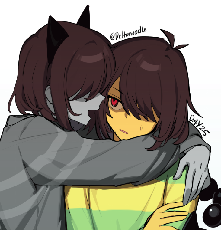 三角符文、Undertale/Deltarune、朋友 (三角符文) 其他两人 兽耳 棕发 猫耳 有色皮肤