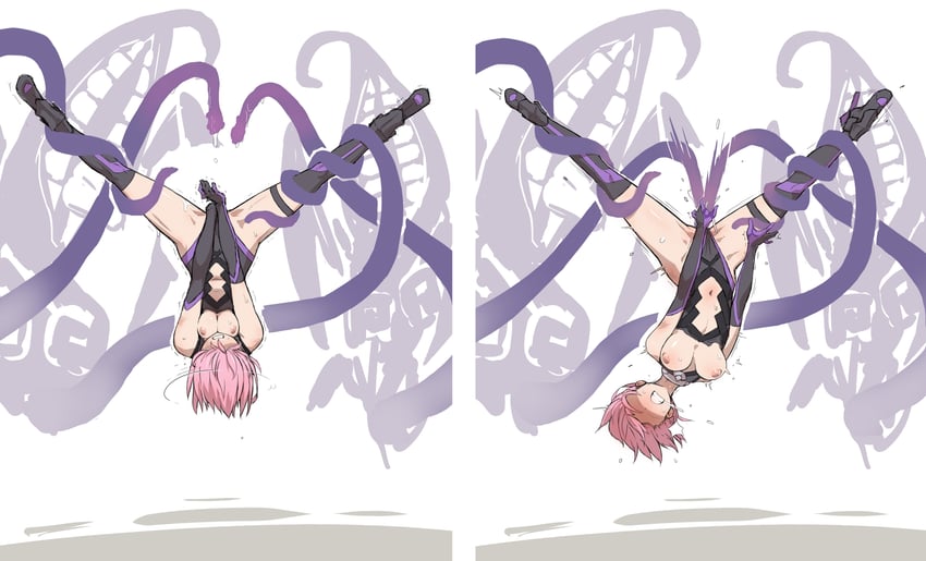 Fate/Grand Order、Fate系列、玛修·基列莱特 1名女孩 露肩 黑色手套 黑色紧身连体衣 黑色过膝袜