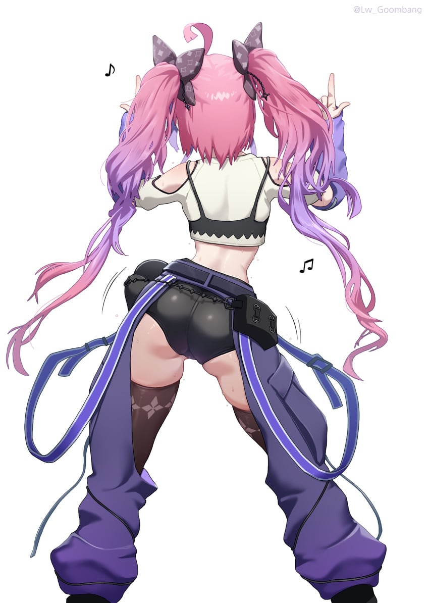 Hololive、hololive DEV_IS、Kikirara Vivi 1名女孩 屁股 腰包 黑色丝带 黑色短裤