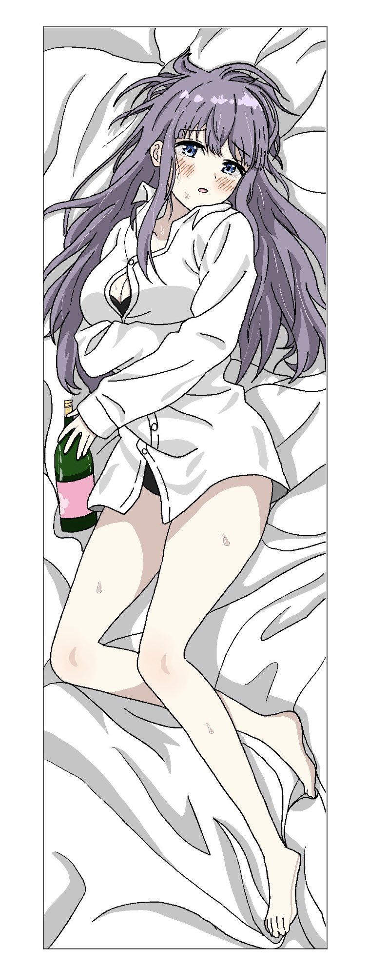 神稻牡丹：醉态如百合之花、郡上奏 1名女孩 酒 赤脚 床单 蓝眼