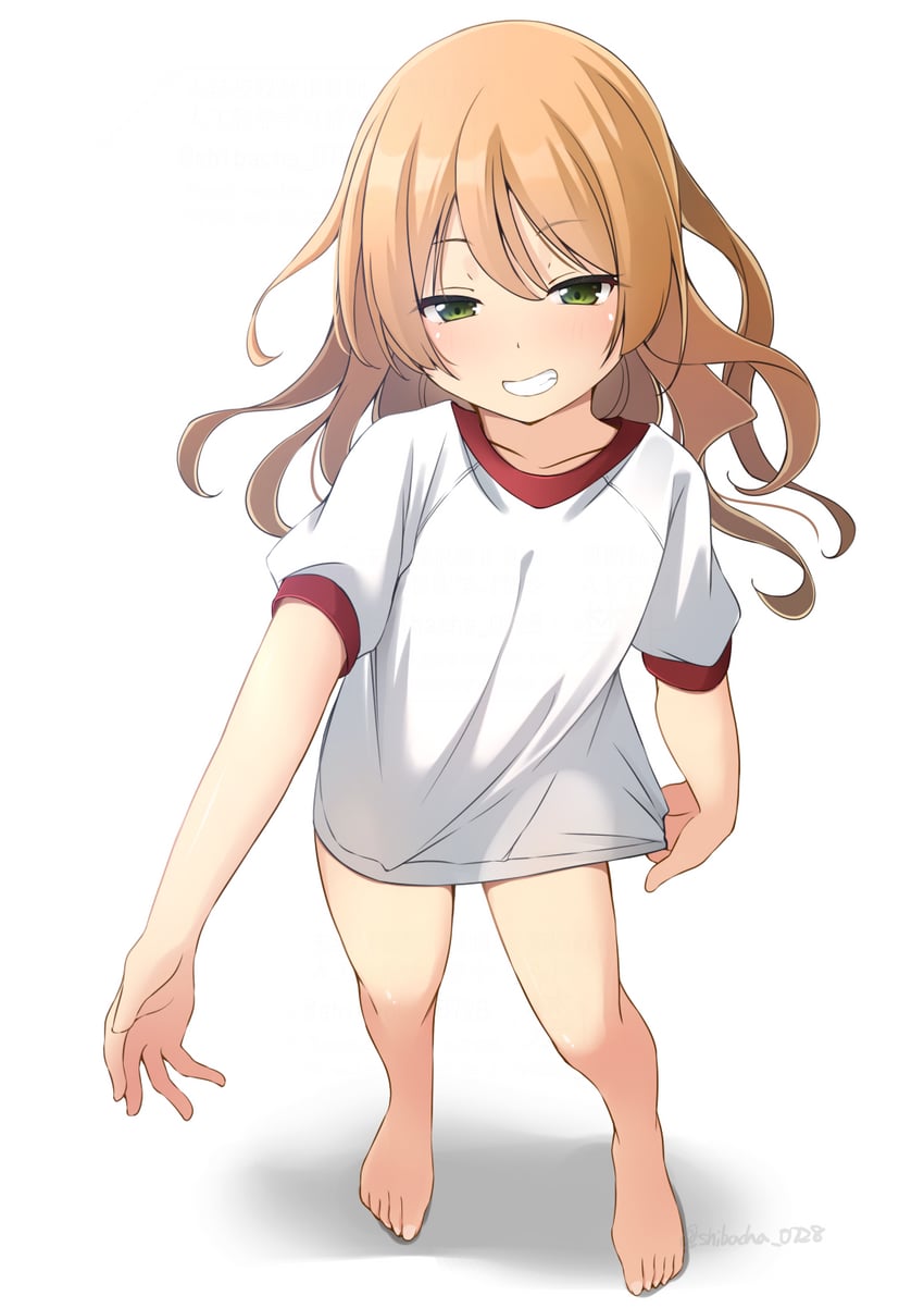 原创 1名女孩 赤脚 全身 绿眼 露齿而笑