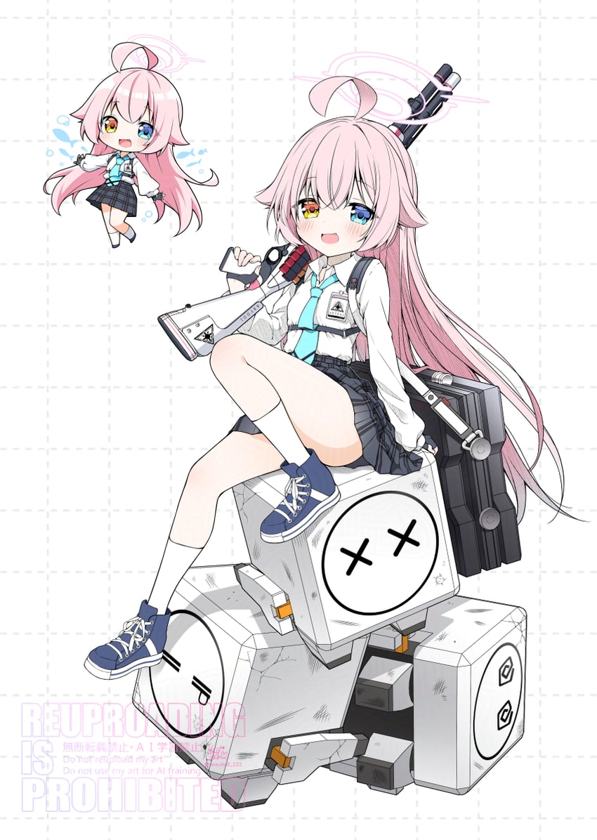 蔚蓝档案、星野 (碧蓝档案) 1名女孩 :D 阿拜多斯高中校徽 呆毛 手放在背后