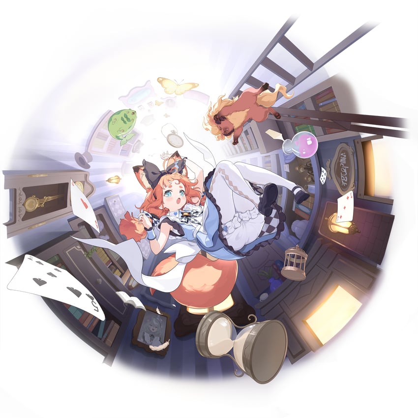 史黛拉·索拉、安 (星空物语) 1名女孩 兽耳 蓝色连衣裙 蓝眼 连衣裙