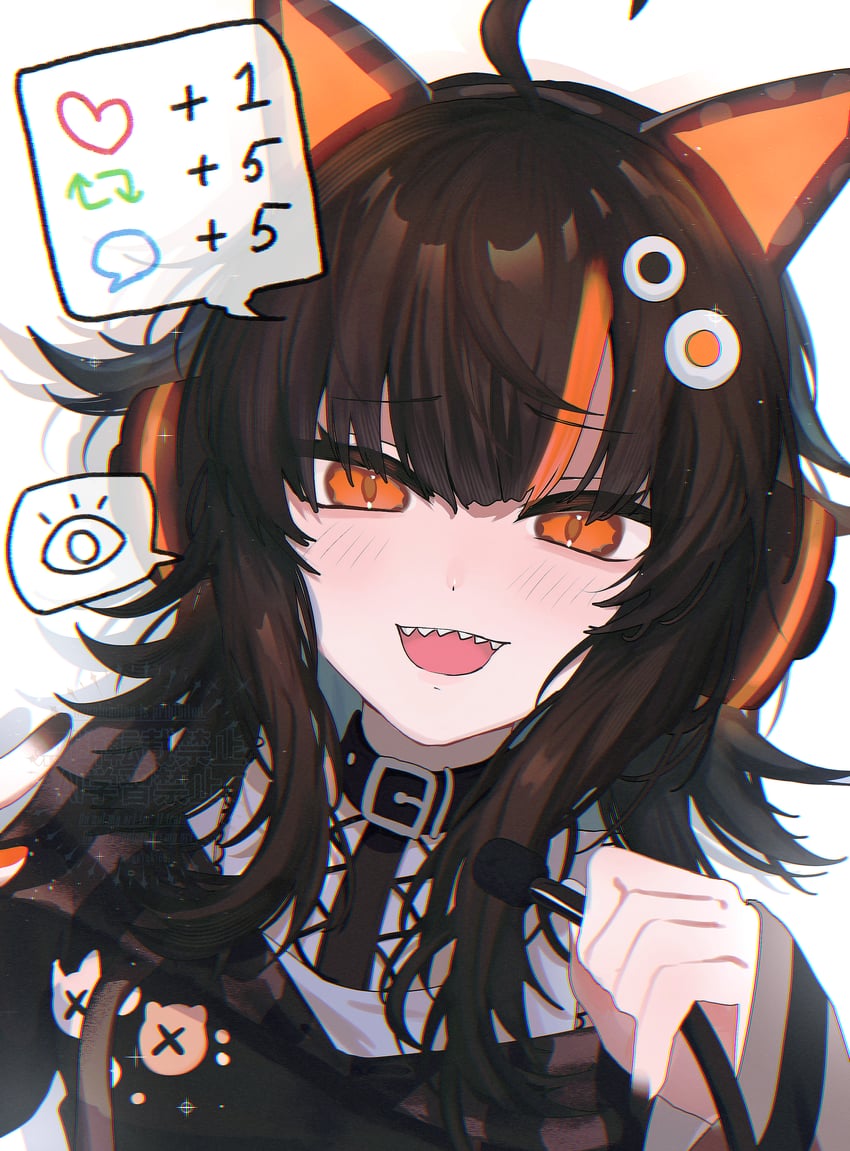 魔法少女的小镇审判、泽渡可可 1名女孩 呆毛 兽耳耳机 兽耳 黑色项圈