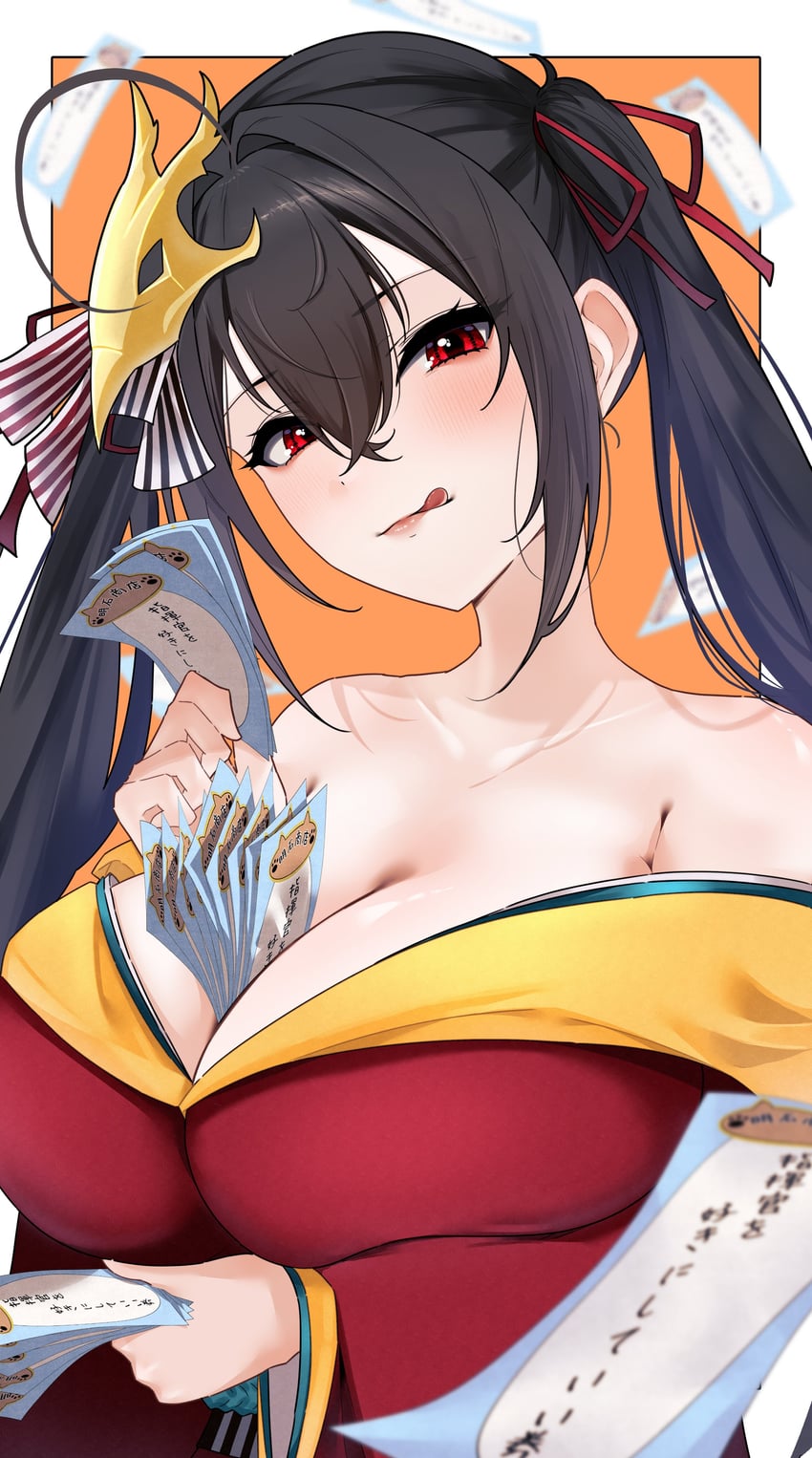碧蓝航线、大凤 (碧蓝航线) 1名女孩 乳沟 黑发 乳房 乳沟