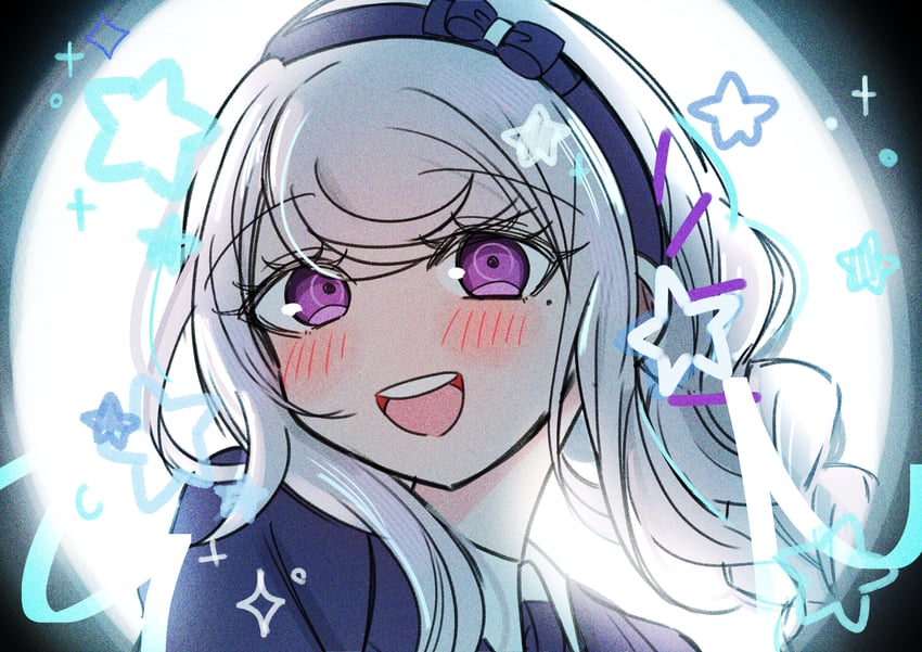 百日战线 -最终防卫学园-、桐藤希 1名女孩 黑色发带 脸红 蝴蝶结 辫子