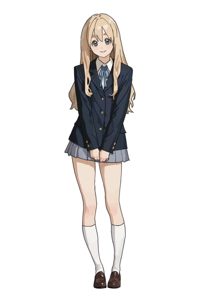 轻音少女、琴吹紬 1名女孩 西装外套 金发 蓝眼 蓝色丝带