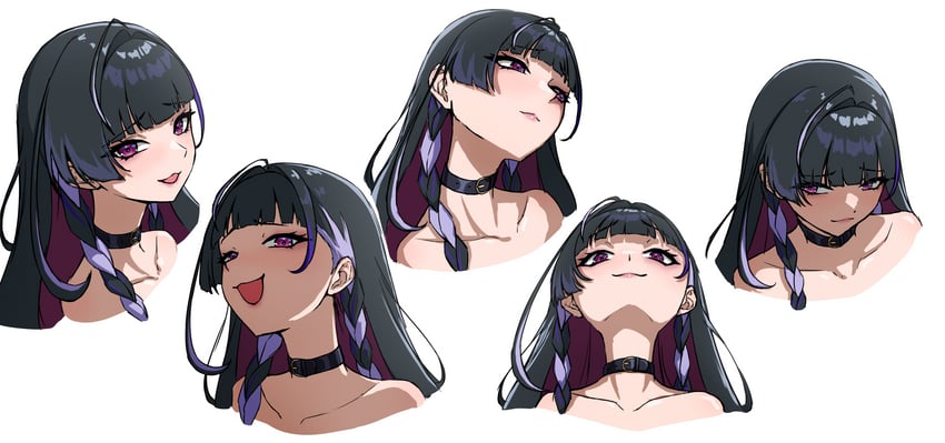彩虹社、彩虹社EN、狂兰美露可 1名女孩 猫脸笑 :D 露肩 黑色项圈
