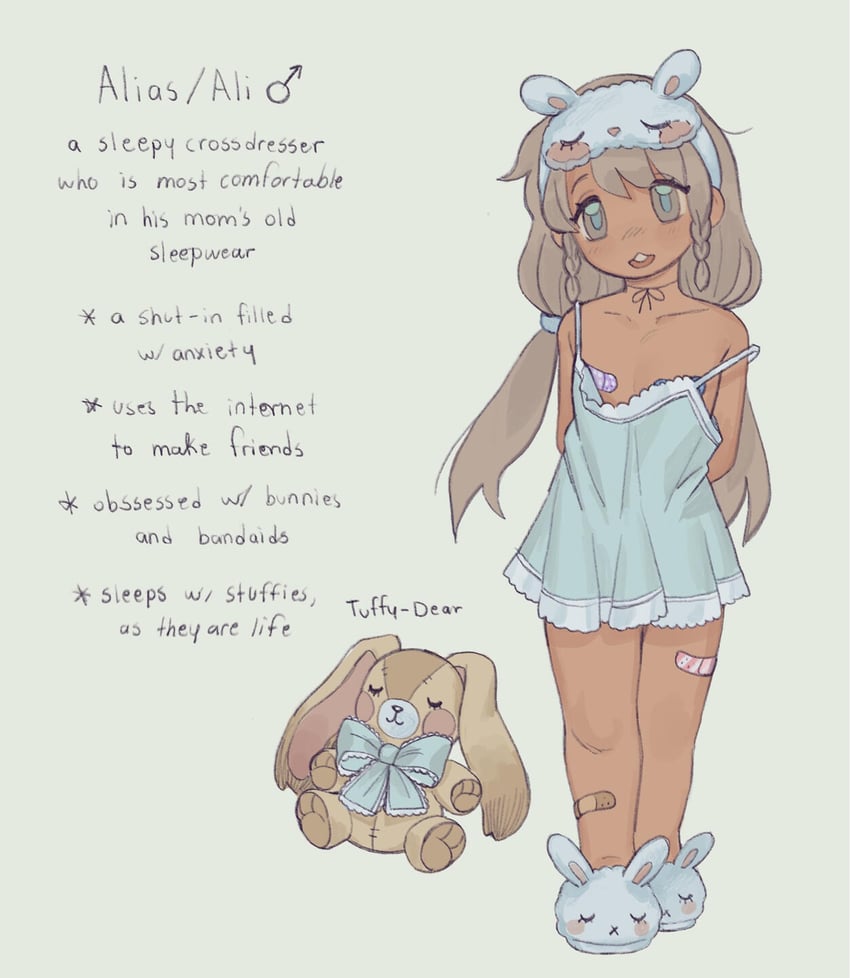 原创、alias (snugglepuff28) 1名男孩 动物拖鞋 双手背在身后 创可贴 腿上的创可贴