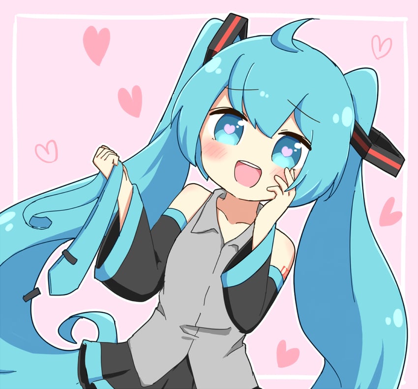 VOCALOID、初音未来 1名女孩 :D 呆毛 露肩 黑色裙子