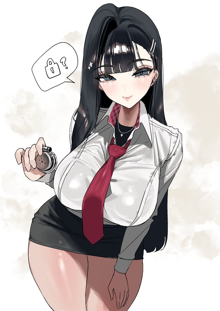 原创 黑瞳 黑发 黑色裙子 齐刘海 乳房