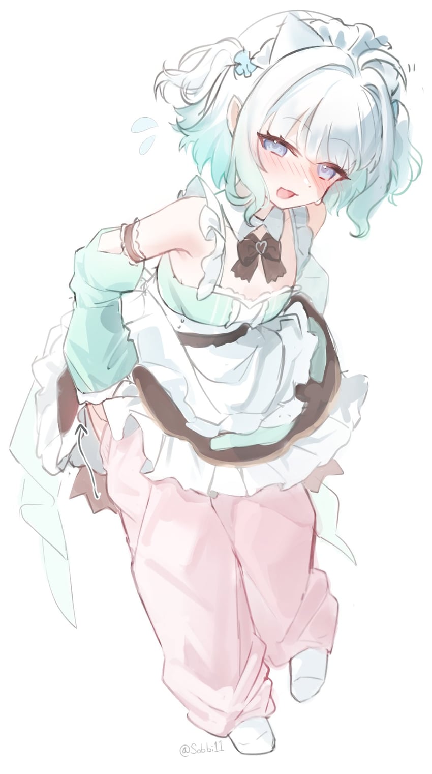 传说.exe、冥土 (Mint Fantome) 1名女孩 整理衣服 脸红 拉扯衣服 看向观众