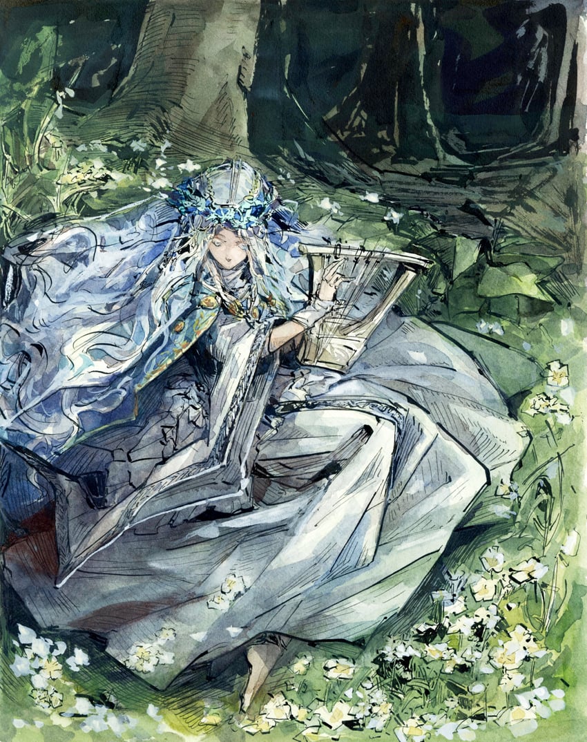 艾尔登法环、艾尔登法环：暗夜统治、王室幽魂 (艾尔登法环) 1名女孩 赤脚 蓝眼 辫子 项圈
