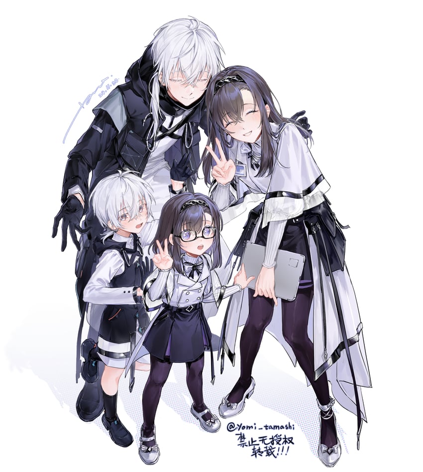 明日方舟、博士 (动漫) (明日方舟)、博士 (明日方舟) 2个男孩 2名女孩 年龄对比 幼化 黑色发带