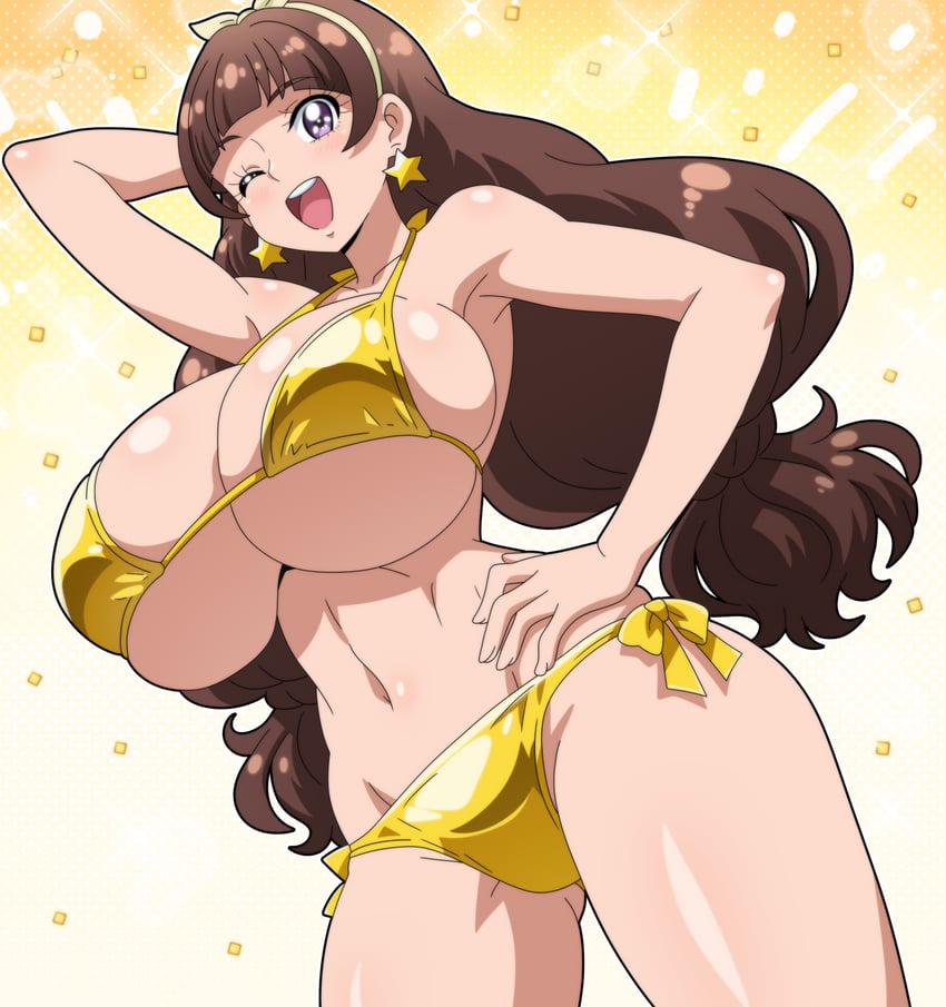 Go! 公主光之美少女、光之美少女、天之川绮罗 1名女孩 异形乳量 (大) 手放在头后 腋下 大腿间可见臀部