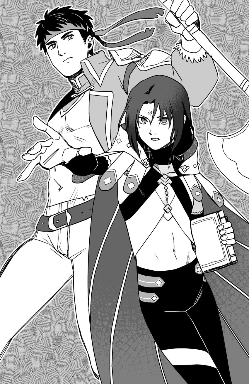 火焰纹章、圣火降魔录：晓之女神、火焰纹章 结合 2个男孩 替换服装 书 脸部印记 额头印记