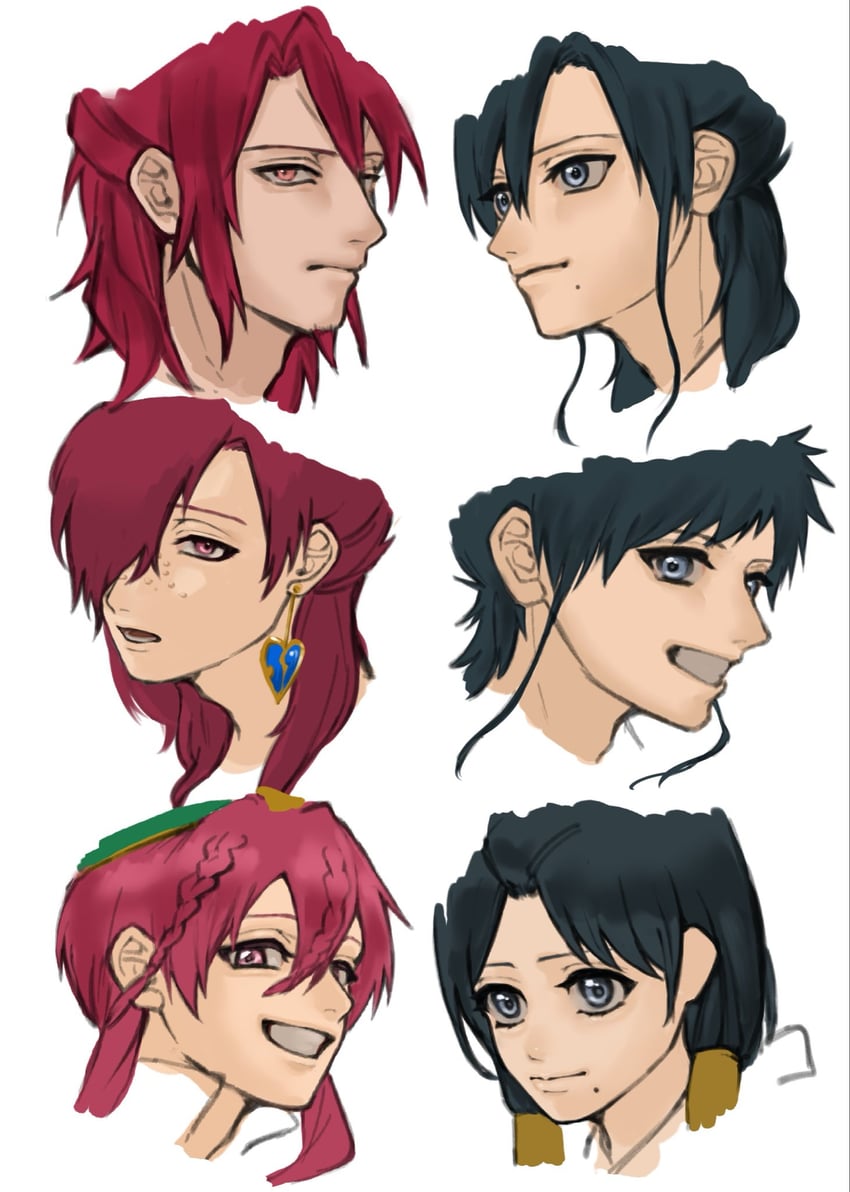 魔笛MAGI、练白瑛、ren hakuren 1名女孩 5个男孩 黑发 蓝眼 辫子
