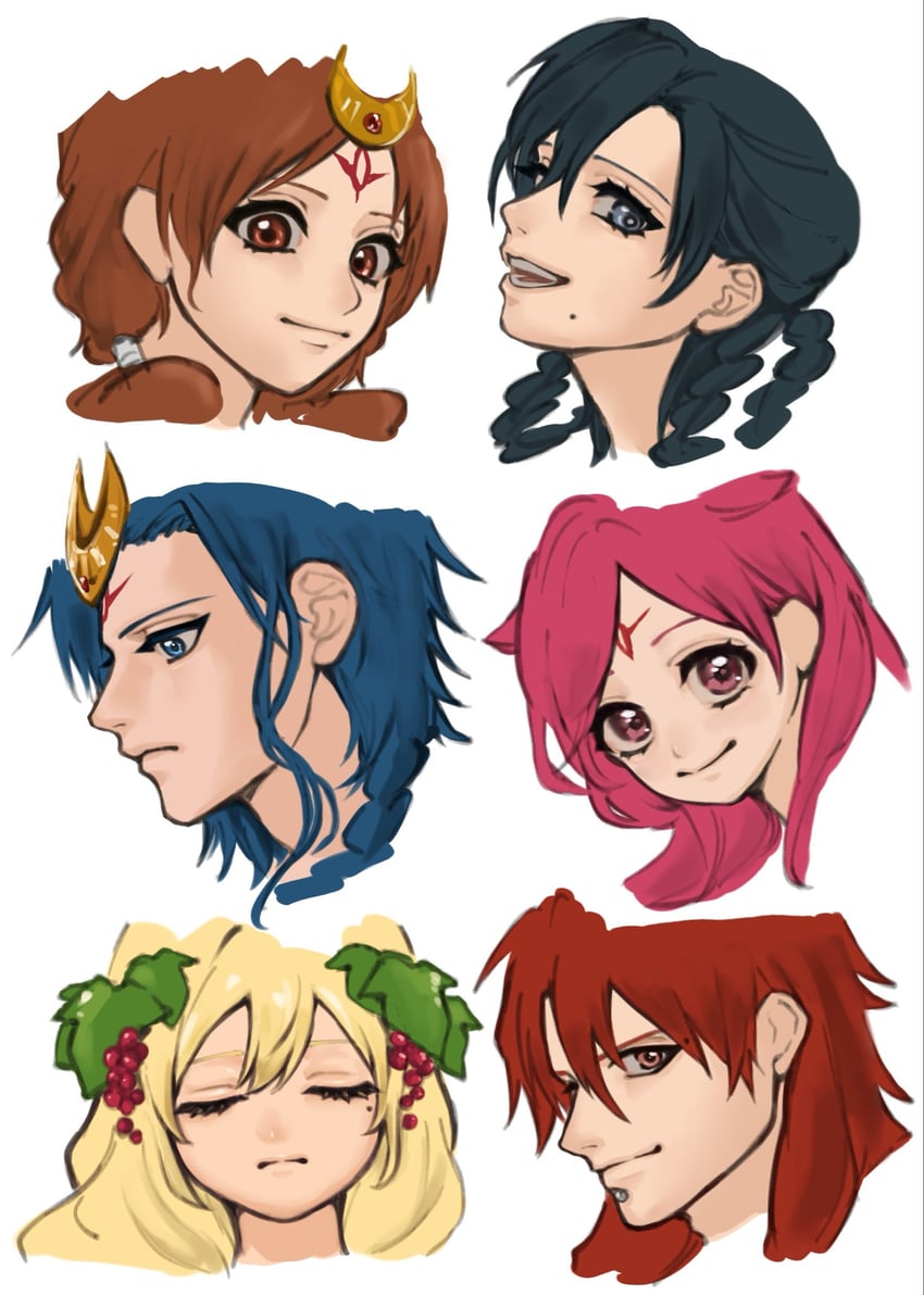 魔笛MAGI、阿尔巴 (魔笛MAGI)、muu alexius 2个男孩 4个女孩 黑发 金发 蓝眼
