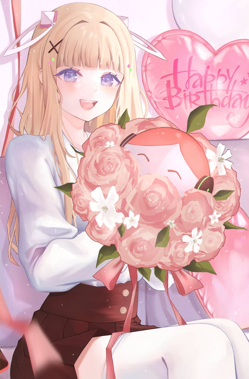 Hololive、亚绮·罗森塔尔、蔷薇队 1名女孩 :D 气球 金发 蓝眼