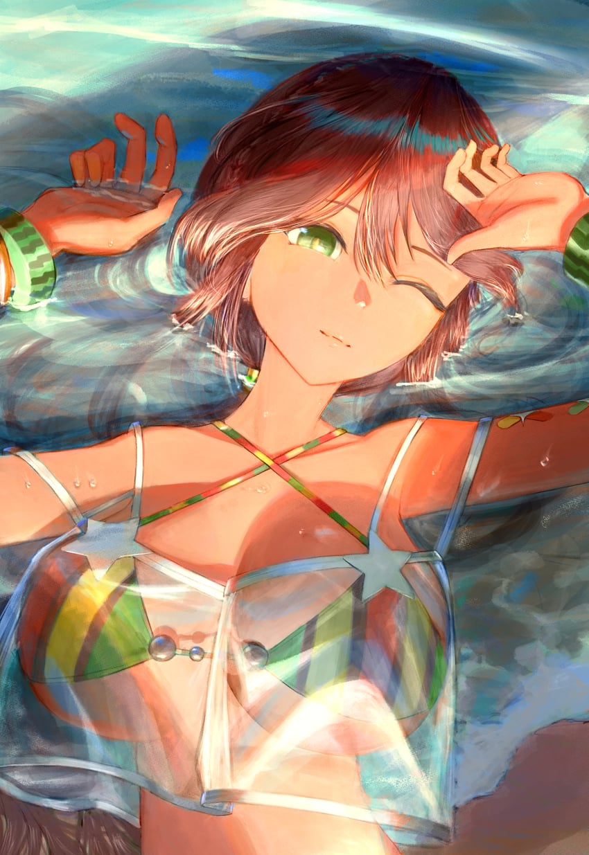 Fate/Grand Order、Fate系列、安德洛墨达(Fate) 1名女孩 海滩 比基尼 乳房 棕发