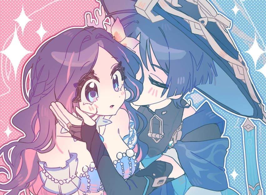 原神、原创、散兵 (原神) 1名男孩 1名女孩 铠甲 腋窝褶皱 抹胸