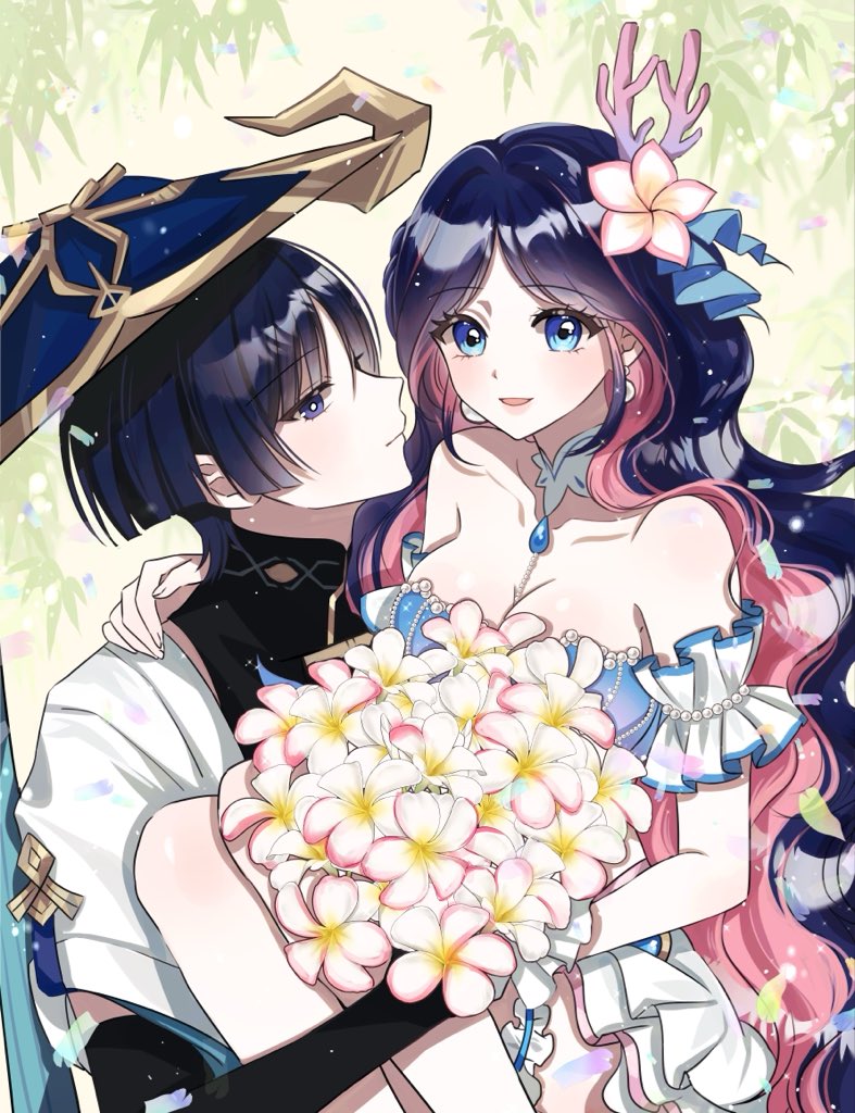 原神、原创、散兵 (原神) 1名男孩 1名女孩 铠甲 腋窝褶皱 抹胸