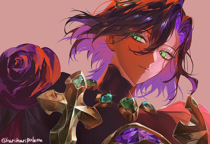 Fate/Grand Order、Fate系列、约翰·拉克兰 (Fate) 1名男孩 铠甲 黑发 挂耳染 花卉装饰