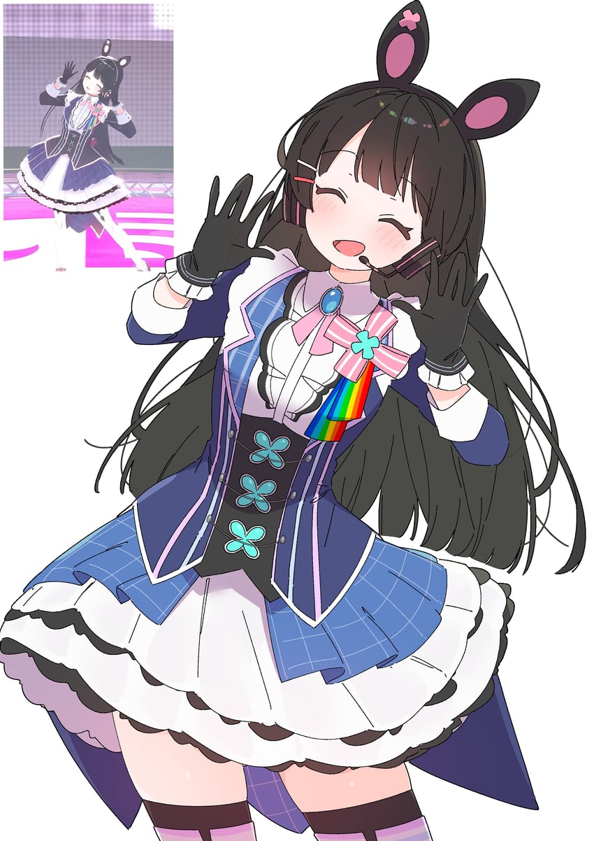 彩虹社、月之美兔、月之美兔 (月!!) 1名女孩 :D 放射线条/杂草 微笑 兽耳耳机