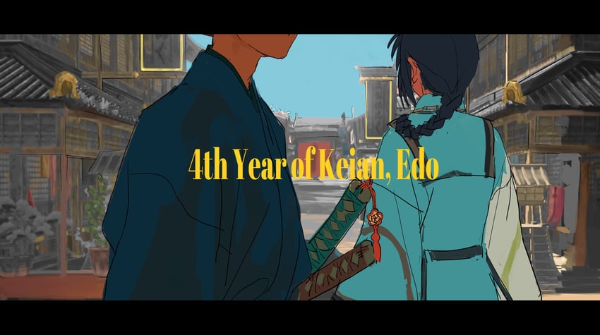 Fate/Samurai Remnant、Fate系列、宫本伊织 (Fate) 1名男孩 1个其他角色 3D背景 建筑 黑发