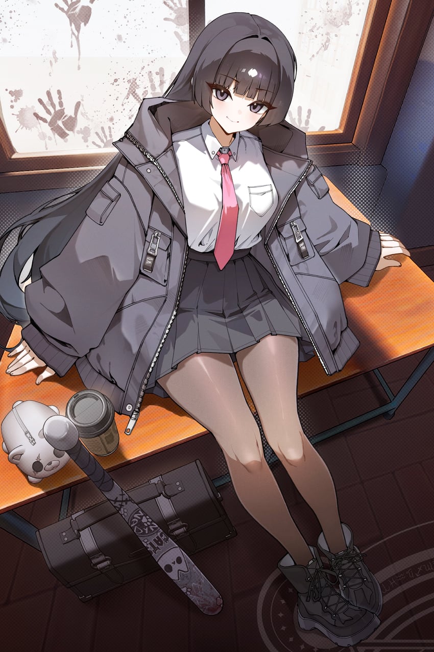 原创 1名女孩 包 黑瞳 黑发 黑色夹克