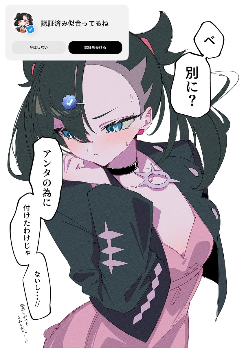 宝可梦、宝可梦 剑/盾、玛俐 (宝可梦) 1名女孩 不对称刘海 黑领 黑发 黑色夹克