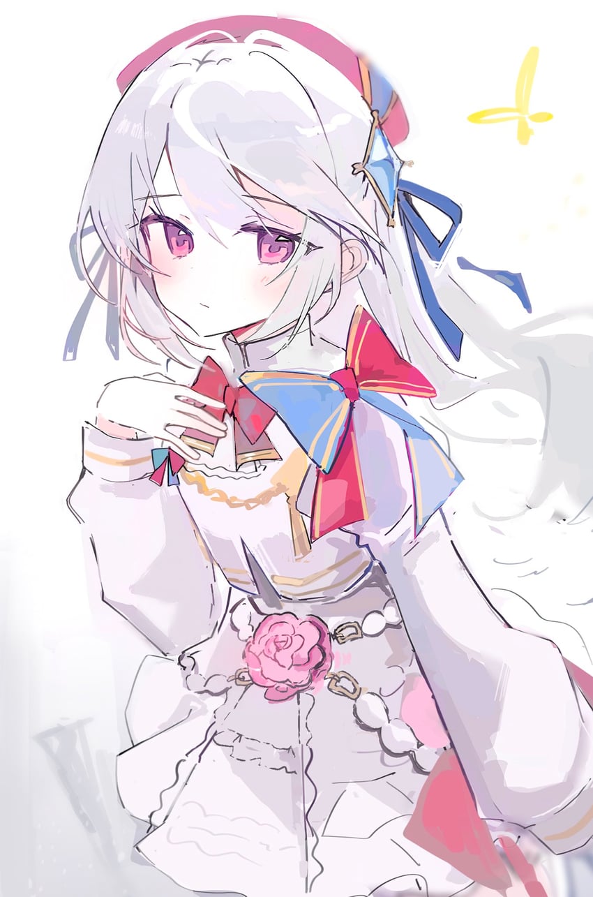韵律源点 Arcaea、光 (Arcaea)、光 (断片) (韵律源点) 1名女孩 贝雷帽 蝴蝶结 蝶形领结 康乃馨