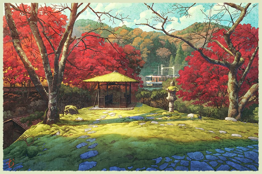 原创 秋天 红叶 蓝天 边框 云