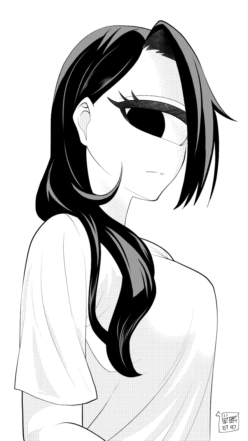 原创 1名女孩 乳房 独眼巨人 灰度 长发