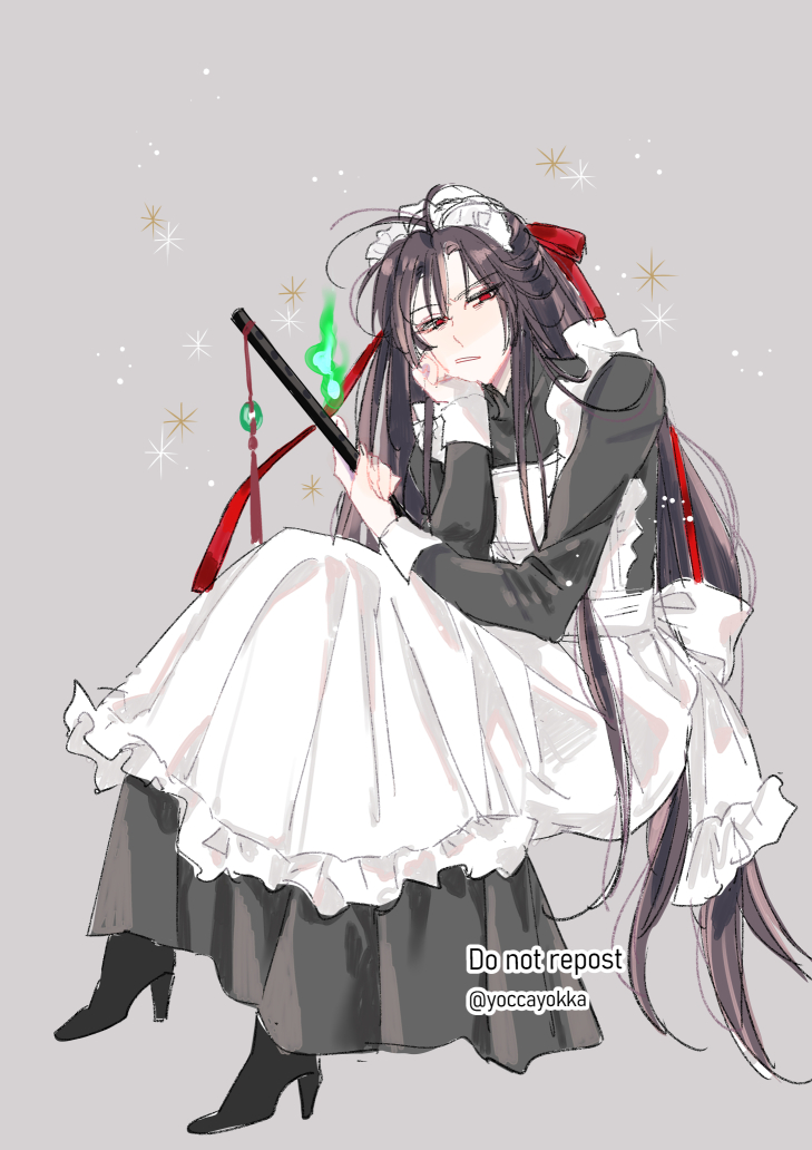 魔道祖师、魏无羡、魏无羡 (夷陵老祖) 1名男孩 呆毛 替换服装 围裙 后背蝴蝶结