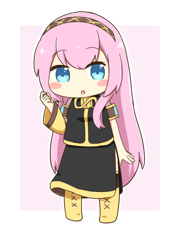 VOCALOID、巡音流歌 1名女孩 惊讶 护臂 黑色连衣裙 蓝眼