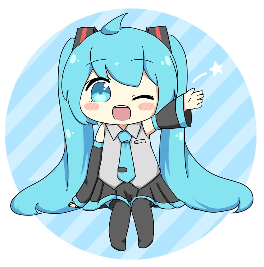 VOCALOID、初音未来 1名女孩 :D 微笑 呆毛 黑色靴子