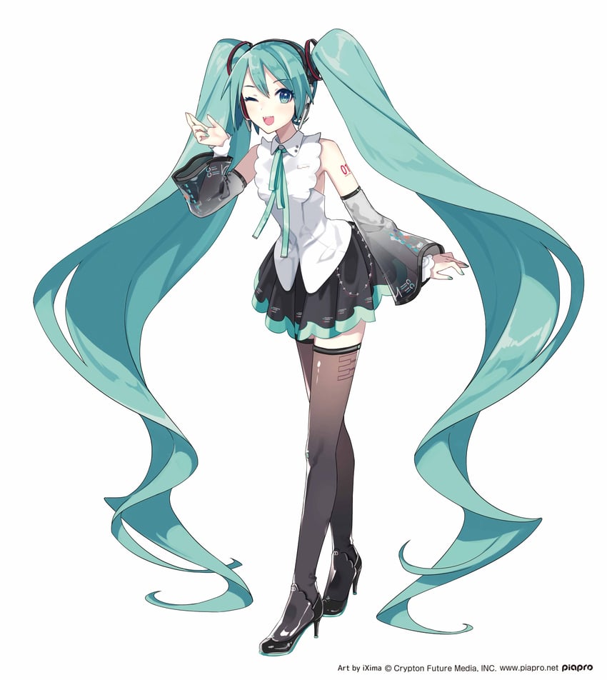 VOCALOID、初音未来、初音未来 (NT) 1名女孩 :D 微笑 荒谬的长发 水色瞳